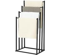 Suzile 4 Tier H Freestanding Towel Rack for Bathroom 37.8'' Tall Metal Floor Standing Blanket Stand Drying Rack, Quilt Holder, Sturdy and Easy to Move for Outdoor Pool Bath Tub Shower Storage, Black