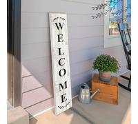 Suzile 47 x 8 Inches Welcome Sign for Front Door Porch Standing Rustic Farmhouse Porch Signs Vertical Hanging Decorations for Front Door Outside Home Yard Decor (Welcome)