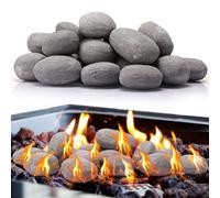 Suzile 48 Pcs Lava Rocks for Fire Pit, 2"-3" Decorative Firepit Rocks Ceramic Fiber Pebble Stones Natural Lava Stones for Outdoor Indoor Gas Fireplace Landscaping(Gray)