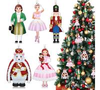 Suzile 5 Pcs Nutcracker Ballet Christmas Ornaments Metal Nutcracker and Ballerina Christmas Fairy Tree Ornament Home Decor Holiday Decorations for Birthday Gift