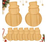 Suzile 8 Pcs Christmas Bamboo Serving Platter Reusable Bamboo Plates | 14.7 x 9.8 Inch Wooden Charcuterie Tray, Funny Charcuterie Board, Snowman Serving Dish for Fruit Bread Cheese Xmas Gifts