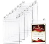 Suzile 8 Pcs Window Sign Holder Suction Cups, Acrylic Door Sign Holder | 8.5 x 11 Inch, Clear Hanging, Certificate Menu Display, No Drilling, Glass Surface Office School Store Restaurant