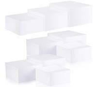Suzile 9 Pcs Acrylic Buffet Risers Display Box Cube 5 Sided Food Riser Table Stand With Hollow Bottoms for Party, White