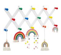 Suzile Kids Wall Hangers Expandable Wooden Cute Rainbow Accordion Clothes Hanger for Kids Hanging on Backpack, Bedroom, Classroom, Hats, Clothes (Color