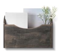 Suzile Wall Mounted File Holder Wood Magazine Holder Wall Hanging File Organizer for Office Mail Magazine Letter Paper Folder Organization (Gray)