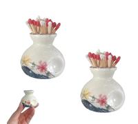 SUZLFTDZSW 2 Pack Match Holder,Handmade Ceramic Match Box for All Matches with 6 Pcs Strikers,Cute Home Decor Match Jar with Striker for Candle,Fireplace,Christmas Gifts Easter Gift(Without Matches)