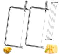 SUZLFTDZSW Cheese Slicer Kit - 2 Slicers + 6 Extra Wires - Stainless Steel - Great for Making Giftable Cheese Cutting Boards