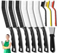 SUZMEI 10Pcs Crevice Cleaning Brush Set with Scraper, Hard Bristle Cleaning Supplies for Kitchen, Bathroom, Corner, Sink, Cup, Teapot, Bottle