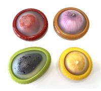 suzmei 4PC Silicone Fruit and Vegetable Storage Containers Set for Fridge, Onion Storage Container, Avocado keeper,Tomato Saver,and Lemon holder,reusable (Red) (Upgraded Version)