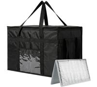 suzmei 70L Insulated Thermal Bag for Food Delivery - Extra Large Cooler Bag, Heavy Duty Foldable Cool Bag for Grocery Shopping, Picnic & Commercial Use (Black)