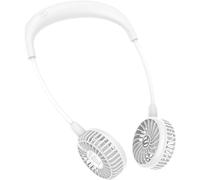 suzmei Portable Neck Fan Rechargeable Hand Free Personal Fan Mini Wearable Fan Battery Operated USB Fan for Women Kids Sport Work Travel (White)