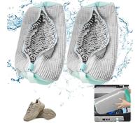 Suzmei Shoe Laundry Bag, 2PCS Gray, Chenille Fabric, Reusable, Hand Brush Simulating Bristles, Zipper Closure, 13.3277L, Rectangular, Footwear, Storage Bag