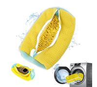 Suzmei Shoe Laundry Bag, Chenille Microfiber, Yellow 1PCS, Zipper Closure, Hand Brush Simulating Bristles, 12.248L, Rectangular, Footwear, 15.4cm x 7.5in x 7.5in