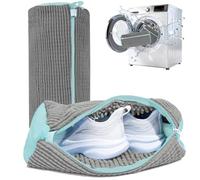 Suzmei Shoe Laundry Bag, Zipper Closure, Hand Brush Simulating Bristles, Reusable for Washing Machine and Dryer, 15.4 x 7.5 x 7.5 inches, Suitable for Tennis, Sports, Casual, Canvas Shoes（2PCS Gray）