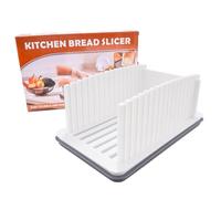 Suzmei Upgrade Bread Cutter - Homemade Bread, Cake & Toast Slicer with Adjustable Width, Folding & Compact Design, Includes Breadcrumbs Tray