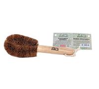 Suztain Dish Brush of Coconut Husk with Wood Rubber Tree Handle
