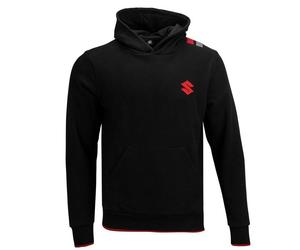 Suzuki Genuine Team Black Hoodie Front Logo Back Lettering Cotton Polyester