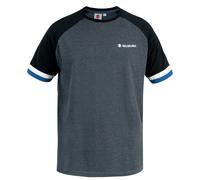 Suzuki Genuine Team Blue T-Shirt Crew Neck White Logo Stripes Cotton Polyester