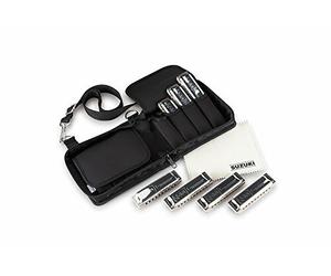 SUZUKI Harmonica MANJI M-20 7SET = G. A. Bb. C. D. E. F = 10 HOLES w/ Soft Case