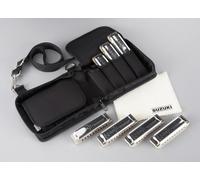 SUZUKI Harmonica MANJI M-20 7SET = G. A. Bb. C. D. E. F = 10 HOLES w/ Soft Case