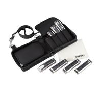 Suzuki M-20-S Diatonic Harmonica Manji 7pieces set key of G,A,Bb,C,D,E,F, Black