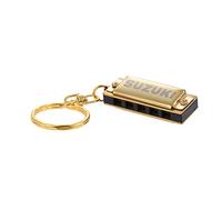 Suzuki Mini 5 Holes 10 Tone Harmonica Keychain Key of C Golden