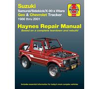 Suzuki Samurai 1986-95, Sidekick 1989-98, X-90 1996-98 & Vitara 1999-01, Geo Tracker 1986-97 & Chevrolet Tracker 1998-01