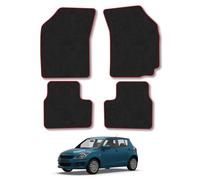 Suzuki Swift (2010-2017) Car Mats Accessories Tailored Fit Carpet Floor Mats non Slip Red Trim Full Coverage Compatible Accessory Front Rear Set Anti Slip Granulated Backing Hand-Finished