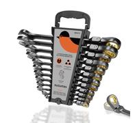 SUZUME 12-Piece Ratchet Wrenches Set Metric (8-19mm) with 180° Flex Head | 72-tooth Cr-V Black Nickel Coating No Skip For Automotive Car, SUV, Moto, Bike, Machine, Bicycle, Motorcycle Repair Home DIY