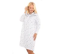 Suzy & Me Ladies 100% Brushed Cotton Winceyette Nightdress (BLUE SH, 20-22 SHORT)