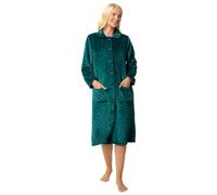 Suzy & Me Ladies Button Through Soft Embossed Fleece Dressing Gown (UK, Numeric, 28, 30, Regular, Regular, FOREST GREEN)