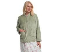 Suzy & Me Ladies Heart Embossed Zip Up Bedjacket (UK, Numeric, 16, 18, Regular, Regular, SAGE)