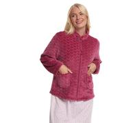 Suzy & Me Ladies Heart Embossed Zip Up Bedjacket (UK, Numeric, 24, 26, Regular, Regular, RASPBERRY)