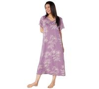 Suzy & Me Ladies Long Plus Size Luxury Soft Touch Jersey Nightshirt (MAUVE FLORAL, 10-12)