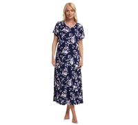 Suzy & Me Ladies Long Plus Size Luxury Soft Touch Jersey Nightshirt (NAVY FLORAL 14-16)