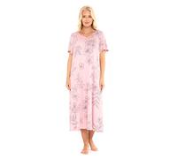 Suzy & Me Ladies Long Plus Size Luxury Soft Touch Jersey Nightshirt (PINK FLORAL 10-12)