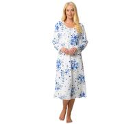 Suzy & Me Luxury Soft Touch Jersey Long Sleeve Floral Nightdress (BLUE, 10-12)
