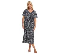 Suzy & Me Plus Size 100% Jersey Cotton Nightshirt (BLACK FLORAL 30-32)