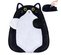 SuzziPad Microwavable Heating Pad - Cute Cat Plush Stuffed Animal for Menstrual Cramps & Period Comfort, Unscented Heat Pad for Women & Girls, Hot Pack with Washable Cover（Black）