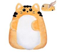 SuzziPad Microwavable Heating Pad - Cute Cat Plush Stuffed Animal for Menstrual Cramps & Period Comfort, Unscented Heat Pad for Women & Girls, Hot Pack with Washable Cover（Yellow）