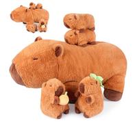 SuzziPals 5-in-1 Capybara Stuffed Animals with Babies Inside, 5Pcs Set Capybara Plush with Mommy & 4 Babies, Soft Pillow Plushies Decor, Cute 3 to 8 Year Old Girl Gift, Imaginative Play Toy (Capibara)