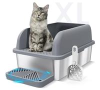 Suzzipaws Large Enclosed Stainless Steel Cat Litter Tray for Big Cats