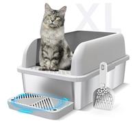 Suzzipaws Large Enclosed Stainless Steel Cat Litter Tray for Big Cats