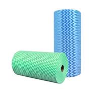 SUZZYVINE J Cloth Cleaning Cloth Roll, Soft and Quick-Drying Reusable Towel, 34 * 25cm, 50 Sheets/Roll, 2 Rolls, Blue Green