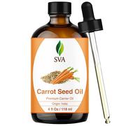 SVA Carrot Seed Oil - 4 Fl Oz - 100% Natural Cold Pressed - for Face, Skin Care, Hair Care, Scalp Massage & Body Massage - Carrier Oil with Dropper