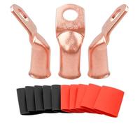 SVAAR 45 Degree Bent Bare Copper Lugs 4 AWG - 5/16" Battery Lugs,Heavy Duty Wire Lugs,Ring Terminals,Battery Cable Ends/Terminal Connectors 10PCS 4 AWG Lugs with 10PCS 3:1 Heat Shrink Tubing