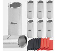 SVAAR 6PCS 0000 Gauge Non Insulated Butt Connectors 4/0 AWG Uninsulated Butt Splice Connectors Crimp Repair Butt Splices Kit Tinned Copper Seamless Barrel Butt Splice Terminals & 6PCS 3:1 Heat Shrinks