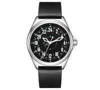 Svalbard Altitude GA31 Swiss Quartz Steel Leather Black Sapphire 24H Men's Watch, grey, Strap