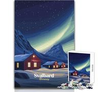 Svalbard Aurora Borealis Adult Jigsaw Puzzles1000 Pieces Brain Challenge Learning Game Thoughtful Surprise for Celebrations Size 38x52cm