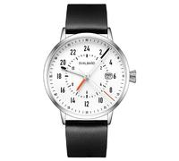Svalbard Evertime AA54 Swiss Quartz White Steel Date Display Black Leather Men's Watch, grey